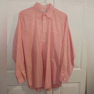 Martin Mens Button Down Shirt, Large, Pink and White
